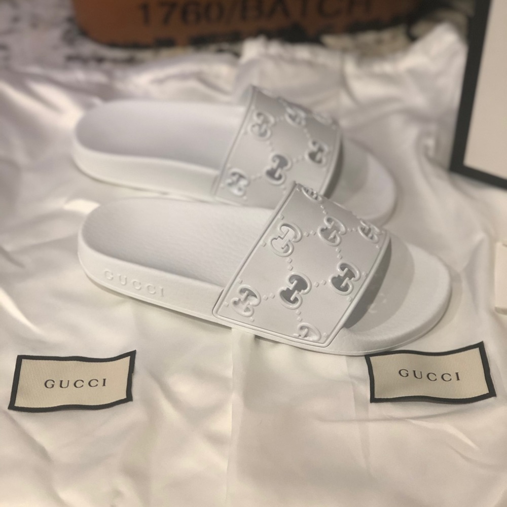 Women’s Rubber GG slides white size 34